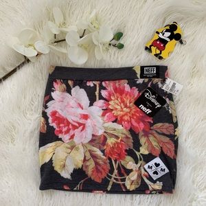 Disney Neff Floral Black Mini Skirt high waisted